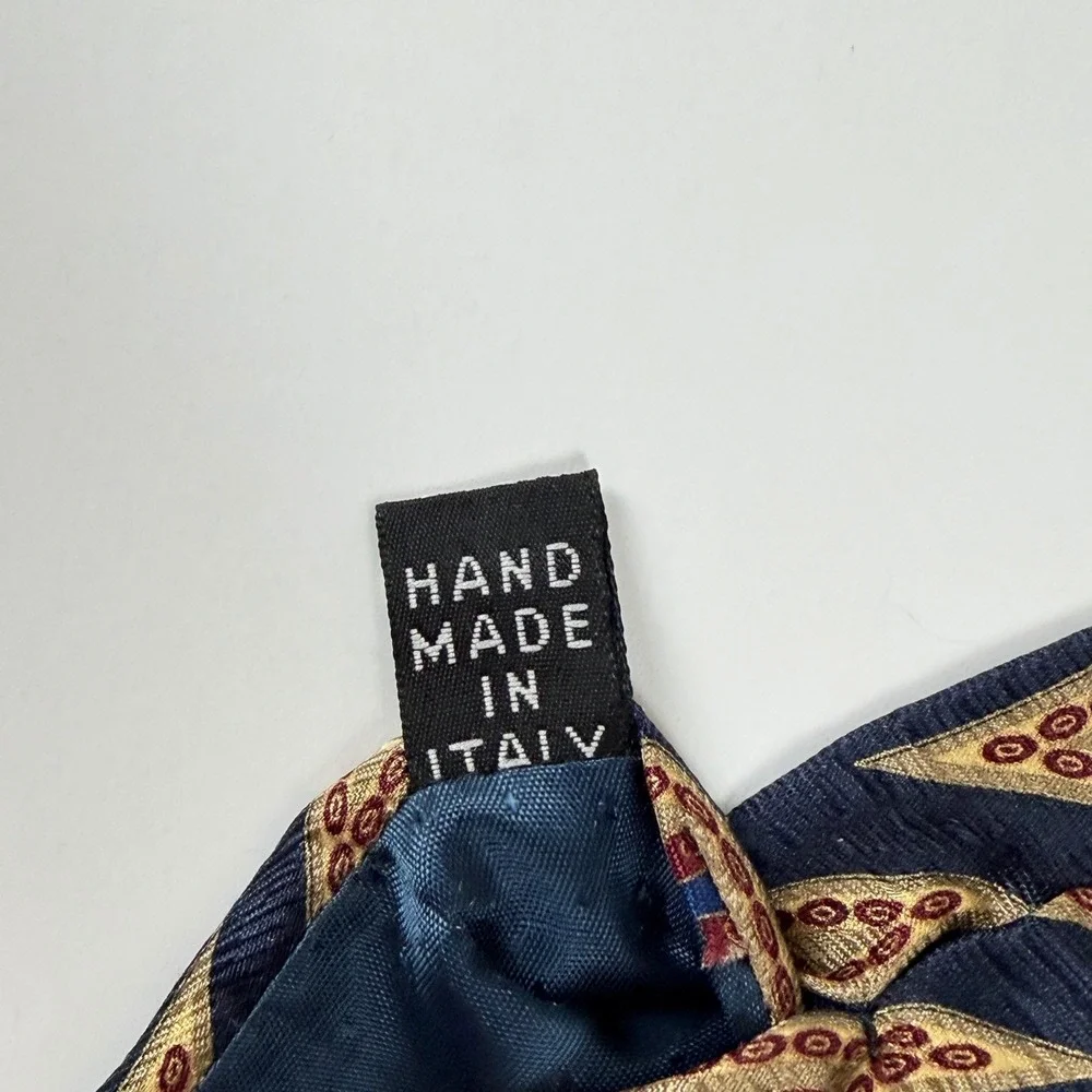 Emilio Romano Navy‎ Gold Geometric Silk Tie Italy